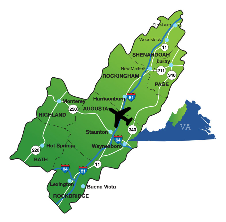 a map of the Shenandoah Valley Region